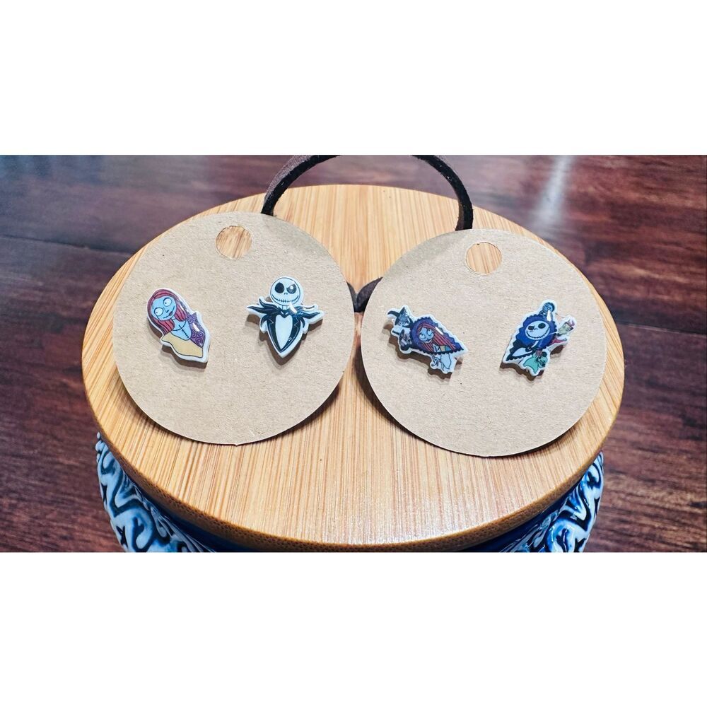 2 Pairs of Halloween Stud Earrings Nightmare Before Christmas